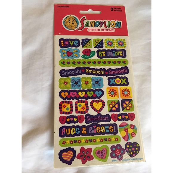 Sandylion Valantine Scrapbooking Stickers 2 Maxi sheets Be Mine Love Kisses - Picture 1 of 5